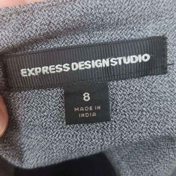 Express Gray High-Waist Skirt Solid Straight Hook/Eye Detail Slit - Picture 8 of 10